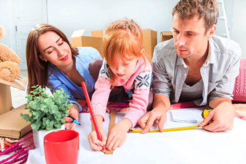 The happy family during repair and relocation