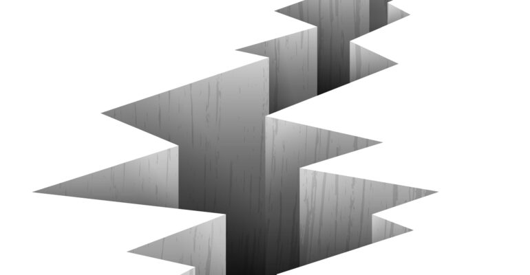 Crack fault line in ground vector illustration