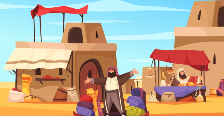Outdoor Oriental Bazaar In Arab Town