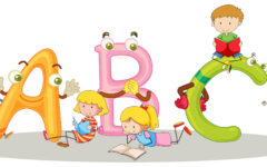 Font ABC and happy children