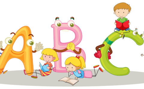 Font ABC and happy children