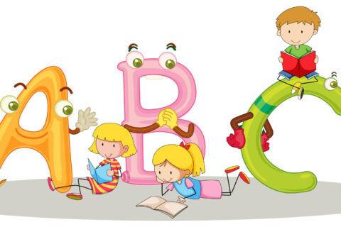 Font ABC and happy children