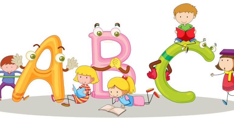 Font ABC and happy children