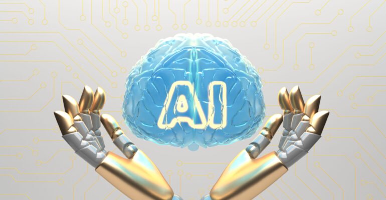 ai-cloud-concept-with-robot-arms