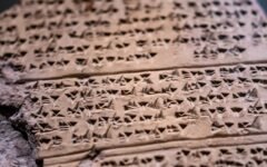 Old carved stone with ancient signs-Hittite findings in Anatolia, Corum Turkey