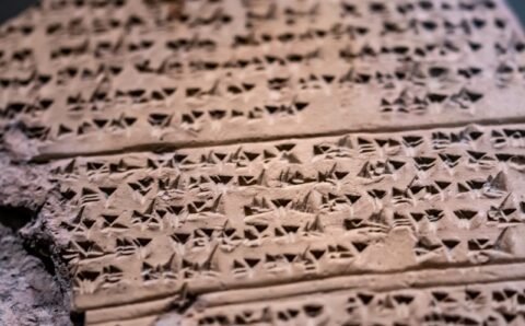 Old carved stone with ancient signs-Hittite findings in Anatolia, Corum Turkey