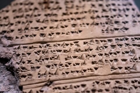 Old carved stone with ancient signs-Hittite findings in Anatolia, Corum Turkey