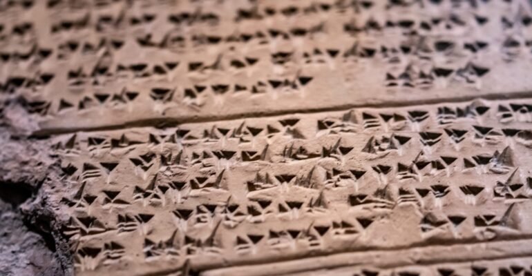 Old carved stone with ancient signs-Hittite findings in Anatolia, Corum Turkey